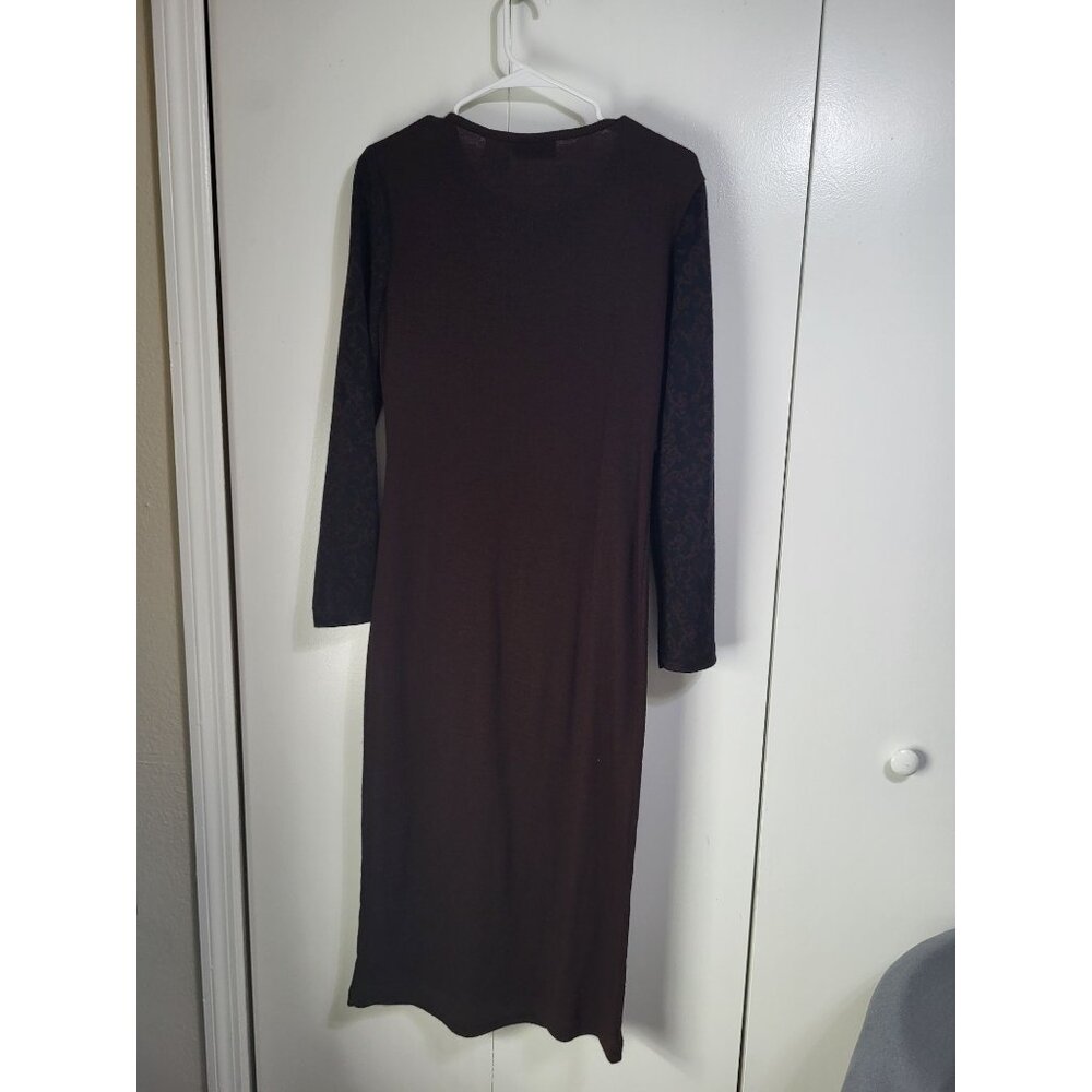VTG MHM Melissa Harper Mock Sweater Dress Long Grunge Skater 90s Brown Black - Picture 3 of 11